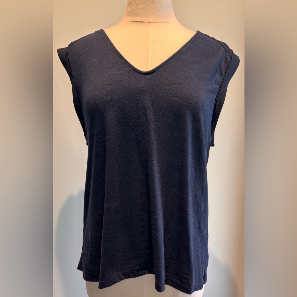 Banana Republic Dark Blue Sheer Sleeveless Top